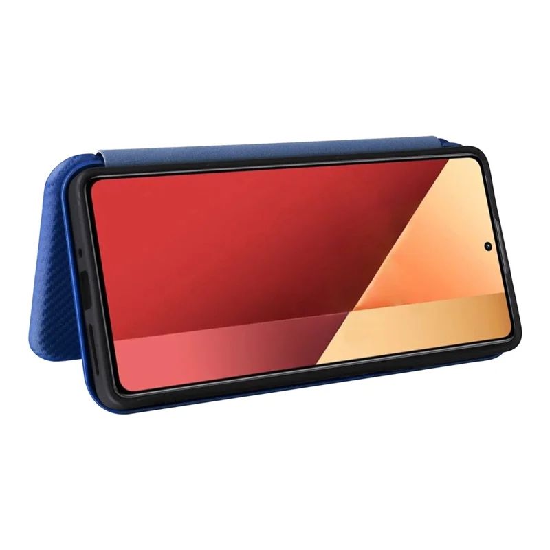 Für Xiaomi Redmi Note 13 Pro 4G / Poco M6 Pro 4G Case Carbon Fiber Textur PU Leder Handyhülle - Blau