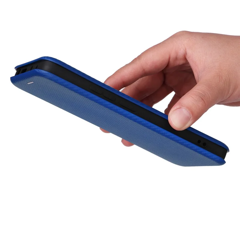 Für Xiaomi Redmi Note 13 Pro 4G / Poco M6 Pro 4G Case Carbon Fiber Textur PU Leder Handyhülle - Blau