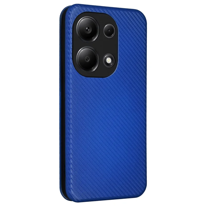 Für Xiaomi Redmi Note 13 Pro 4G / Poco M6 Pro 4G Case Carbon Fiber Textur PU Leder Handyhülle - Blau