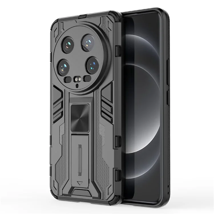 Para Xiaomi 14 Ultra Capa de Telefone Celular Caso PC + TPU à Prova de Riscos com Suporte - Preto