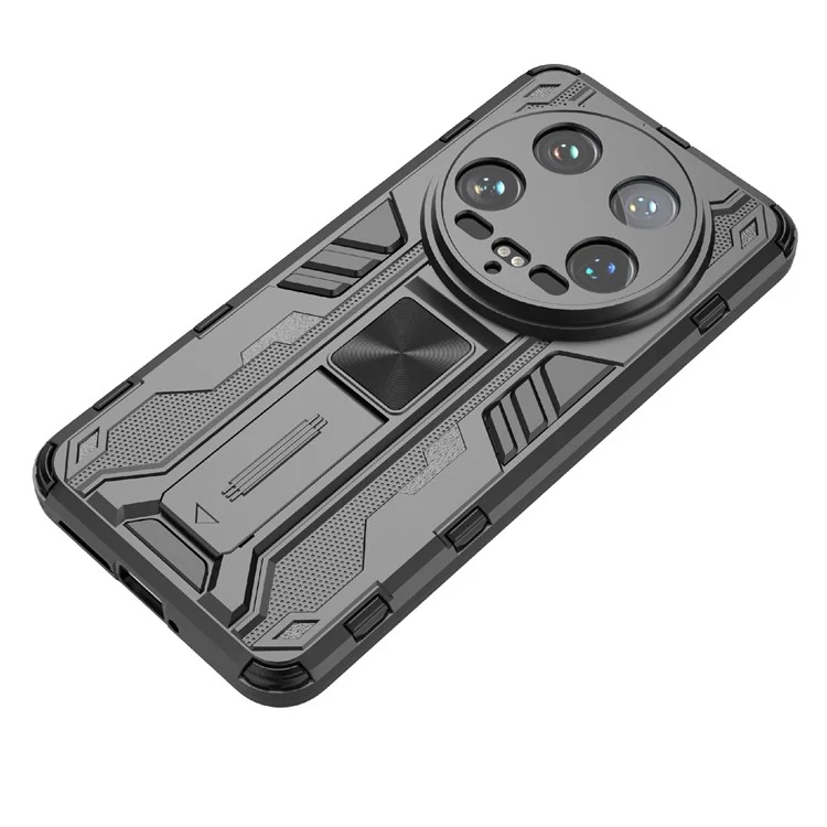 Para Xiaomi 14 Ultra Capa de Telefone Celular Caso PC + TPU à Prova de Riscos com Suporte - Preto