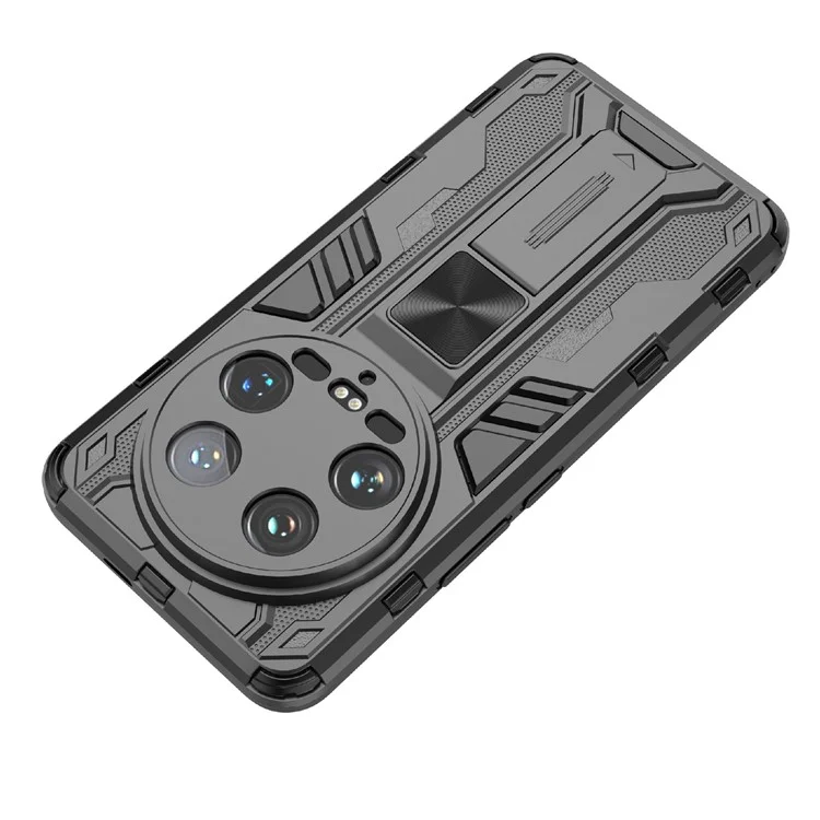 Para Xiaomi 14 Ultra Capa de Telefone Celular Caso PC + TPU à Prova de Riscos com Suporte - Preto