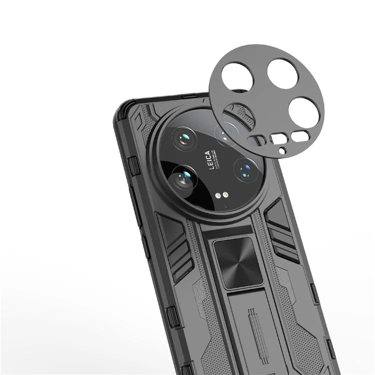 Para Xiaomi 14 Ultra Capa de Telefone Celular Caso PC + TPU à Prova de Riscos com Suporte - Preto
