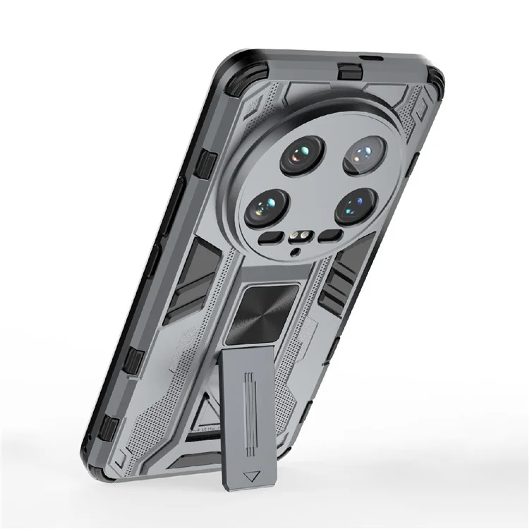 For Xiaomi 14 Ultra Cell Phone Case PC + TPU Scratch-proof Shell with Kickstand - Grey