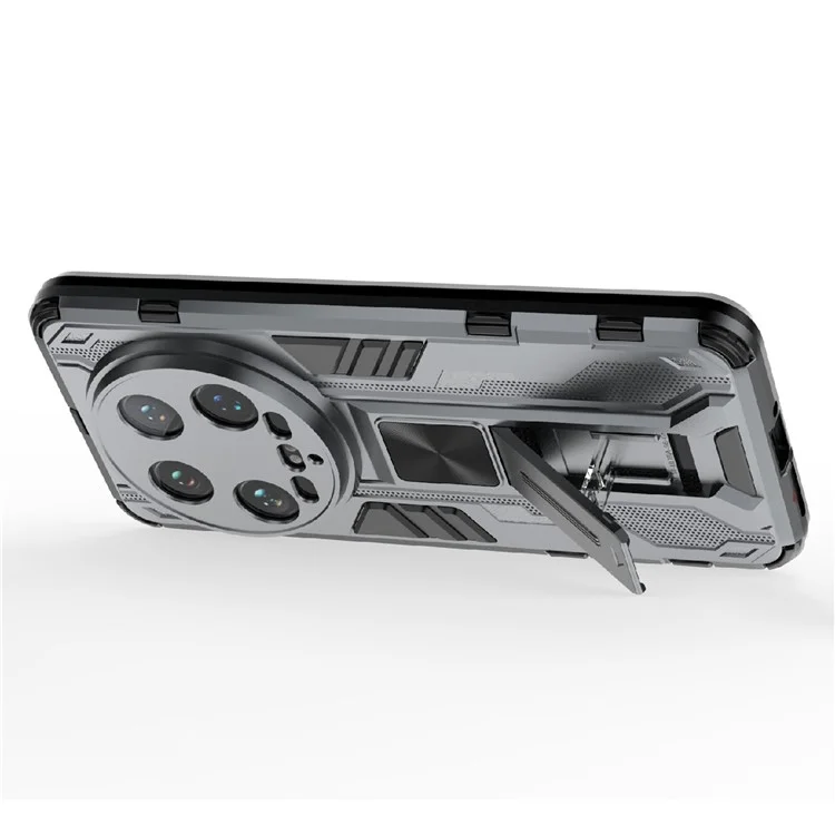 For Xiaomi 14 Ultra Cell Phone Case PC + TPU Scratch-proof Shell with Kickstand - Grey