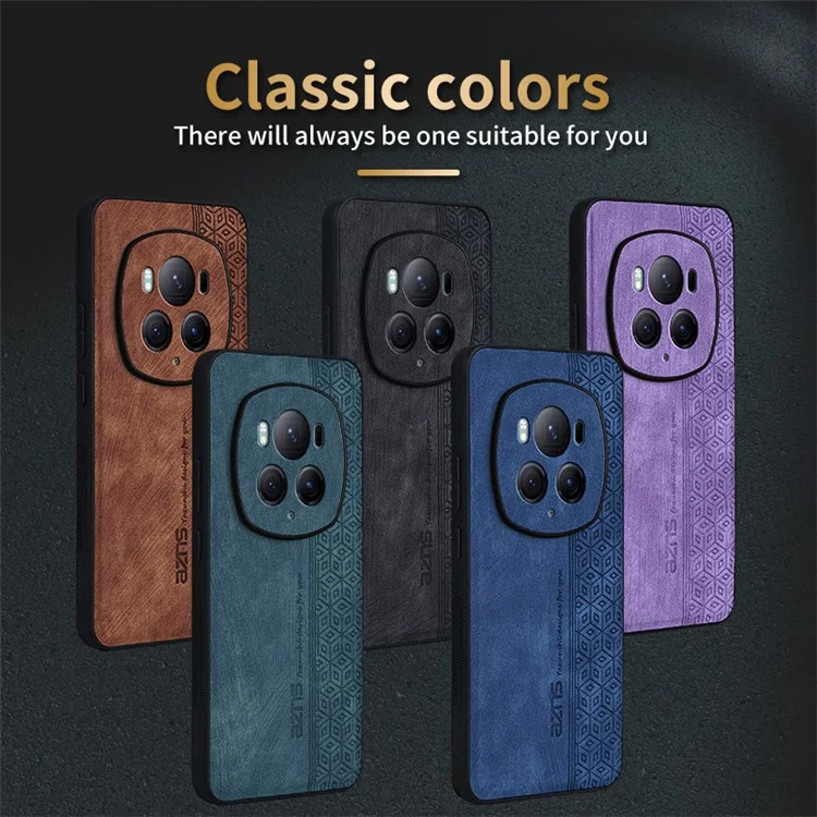 AZNS For Honor Magic6 Pro 5G Case PU Leather Coated TPU Scratch Resistant Phone Cover - Marrone