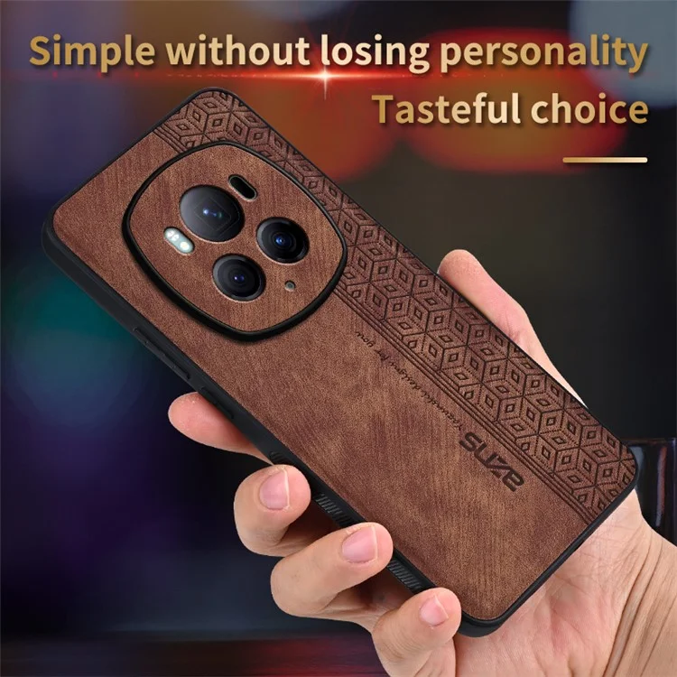 AZNS For Honor Magic6 Pro 5G Case PU Leather Coated TPU Scratch Resistant Phone Cover - Brown