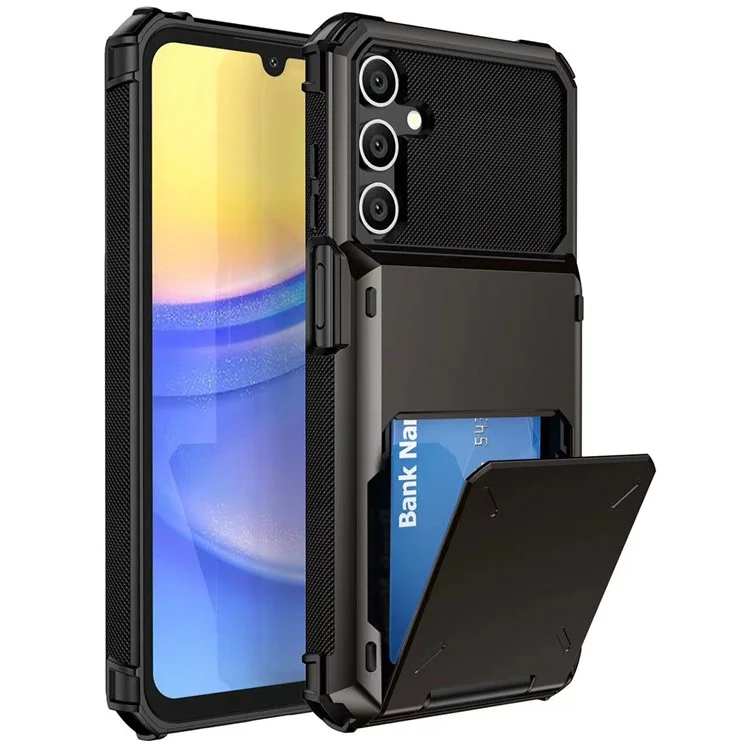 Per Samsung Galaxy S23 FE Case PC+TPU Dual Layer Shockproof Cover con portacard - Nero
