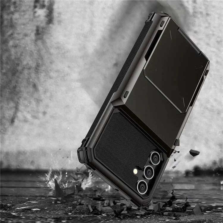 Per Samsung Galaxy S23 FE Case PC+TPU Dual Layer Shockproof Cover con portacard - Nero