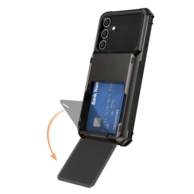 Per Samsung Galaxy S23 FE Case PC+TPU Dual Layer Shockproof Cover con portacard - Nero