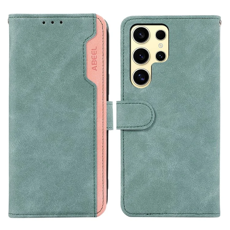 ABEEL For Samsung Galaxy S21 Ultra 5G Phone Case Color Matching RFID Blocking Wallet Leather Cover - Baby Blue