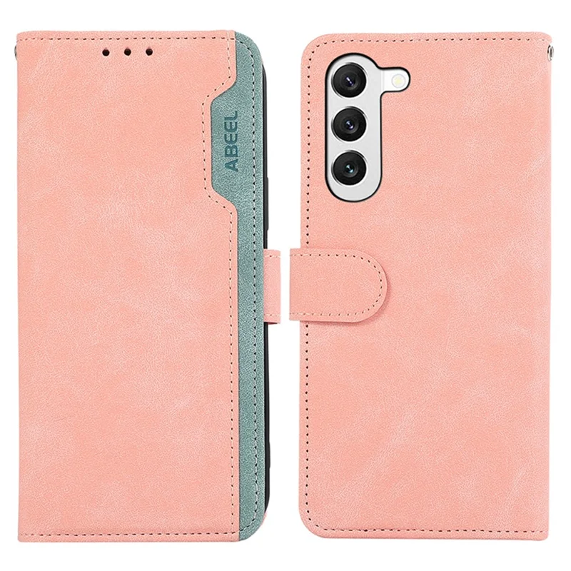 ABEEL For Samsung Galaxy S23+ Case Splicing Color Stand Wallet Flip Leather Phone Cover - Pink