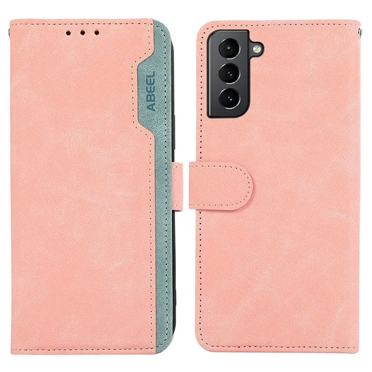 ABEEL Für Samsung Galaxy S21 5G / S21 4G Brieftasche Case Farbabstimmung RFID-blockierende Lederhandyhülle - Pink