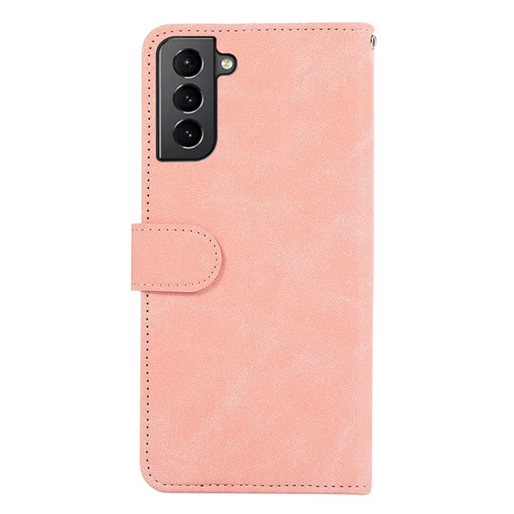 ABEEL Für Samsung Galaxy S21 5G / S21 4G Brieftasche Case Farbabstimmung RFID-blockierende Lederhandyhülle - Pink