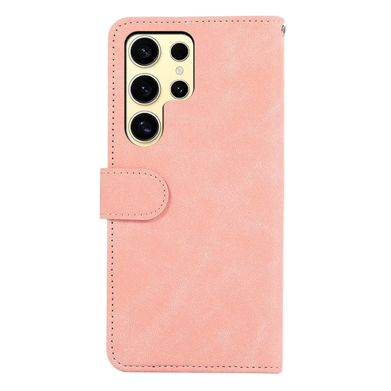 ABEEL For Samsung Galaxy S23 Ultra Case Color Matching RFID Blocking Wallet Leather Phone Cover - Pink