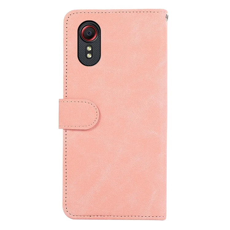 ABEEL For Samsung Galaxy Xcover7 Case Splicing Color Leather Cover RFID Blocking Wallet - Pink