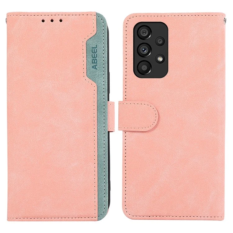 ABEEL Para Samsung Galaxy A52 5G / A52 4G / A52s 5G Funda Cartera Teléfono Color Emparejamiento Bloqueo RFID Cuero Flip Cover - Rosa