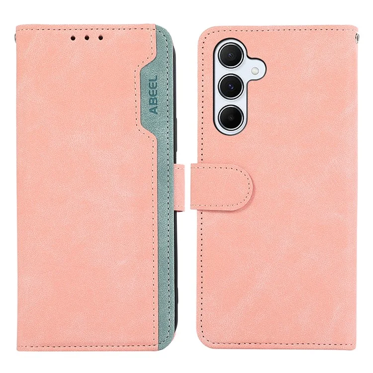 ABEEL Pour Samsung Galaxy A25 5G (Global) (161,0 x 76,5 x 8,3 mm) Étui en cuir avec support RFID Blocking Phone Cover - Rose