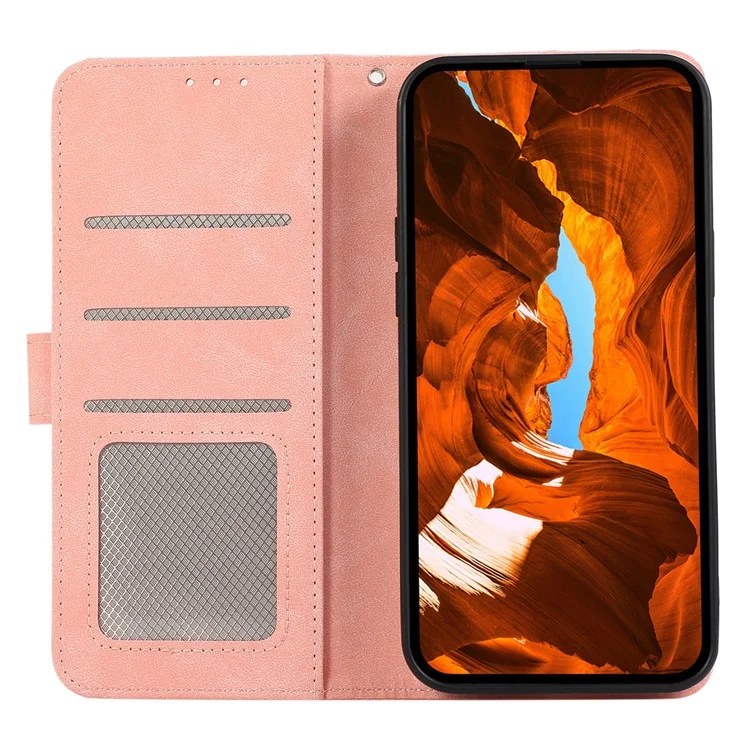 ABEEL Pour Samsung Galaxy A25 5G (Global) (161,0 x 76,5 x 8,3 mm) Étui en cuir avec support RFID Blocking Phone Cover - Rose
