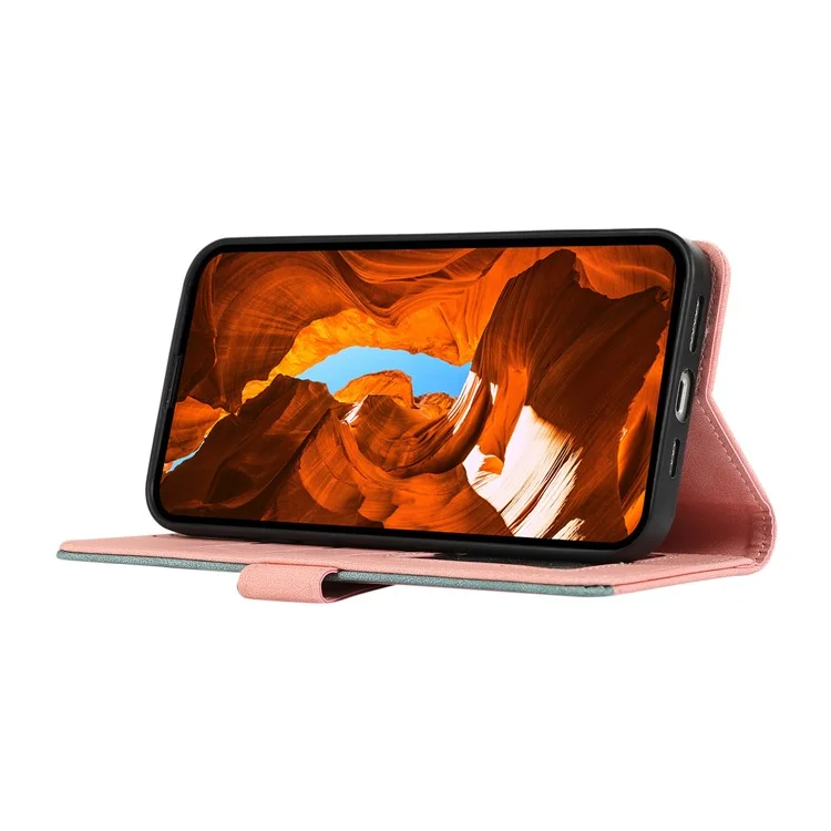ABEEL Pour Samsung Galaxy A25 5G (Global) (161,0 x 76,5 x 8,3 mm) Étui en cuir avec support RFID Blocking Phone Cover - Rose