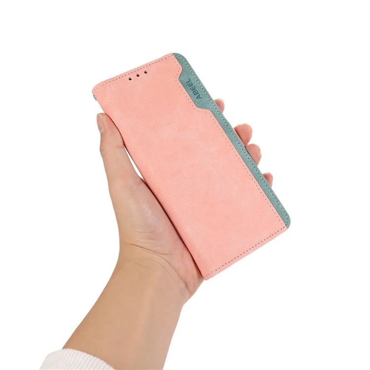 ABEEL Pour Samsung Galaxy A25 5G (Global) (161,0 x 76,5 x 8,3 mm) Étui en cuir avec support RFID Blocking Phone Cover - Rose
