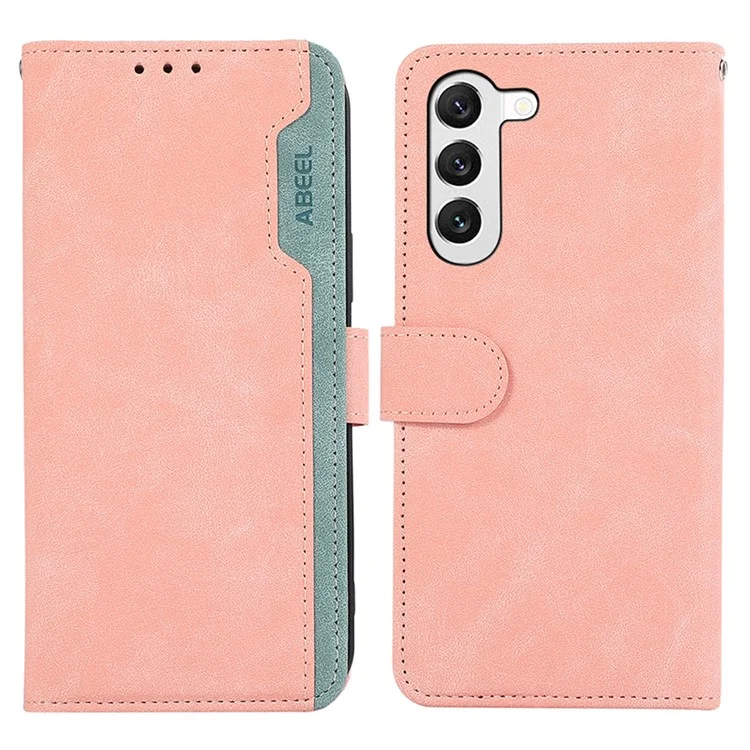 ABEEL Per Samsung Galaxy S22+ 5G Custodia in pelle RFID Blocking Wallet Phone Stand Cover - Pink