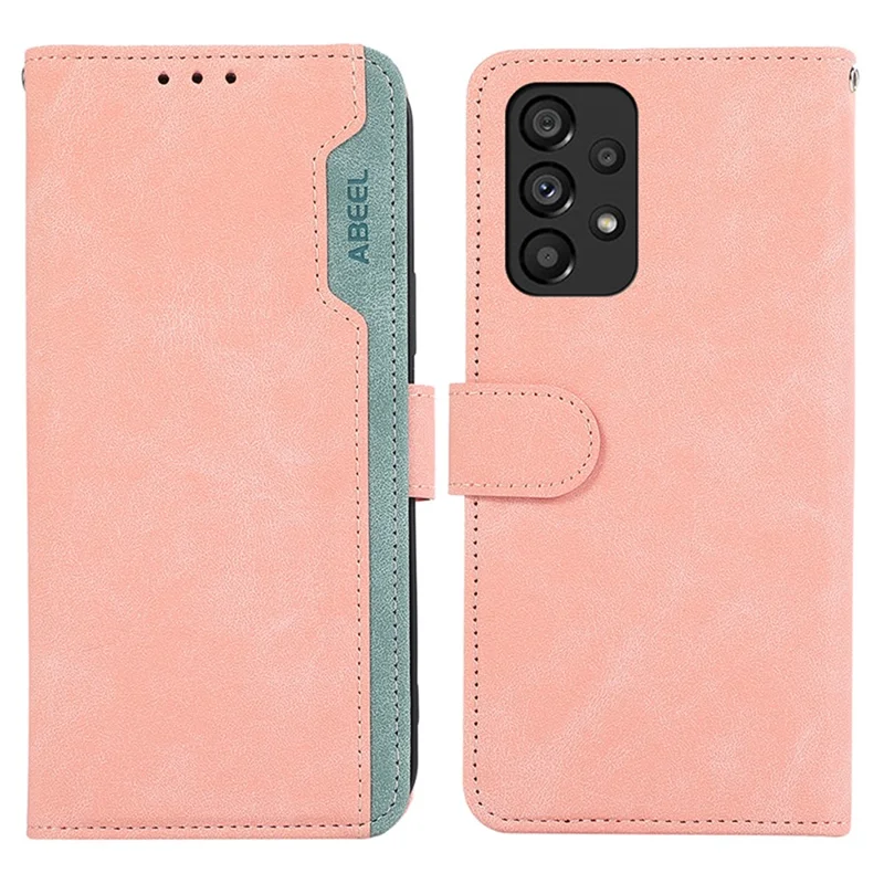 ABEEL For Samsung Galaxy A33 5G Wallet Case Color Matching RFID Blocking Leather Phone Cover - Pink