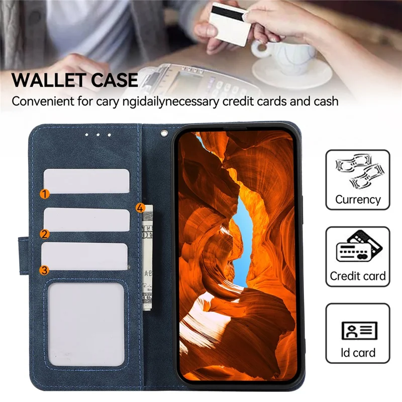 ABEEL For Samsung Galaxy A55 5G Case RFID Blocking Wallet PU Leather Stand Cover - Blue