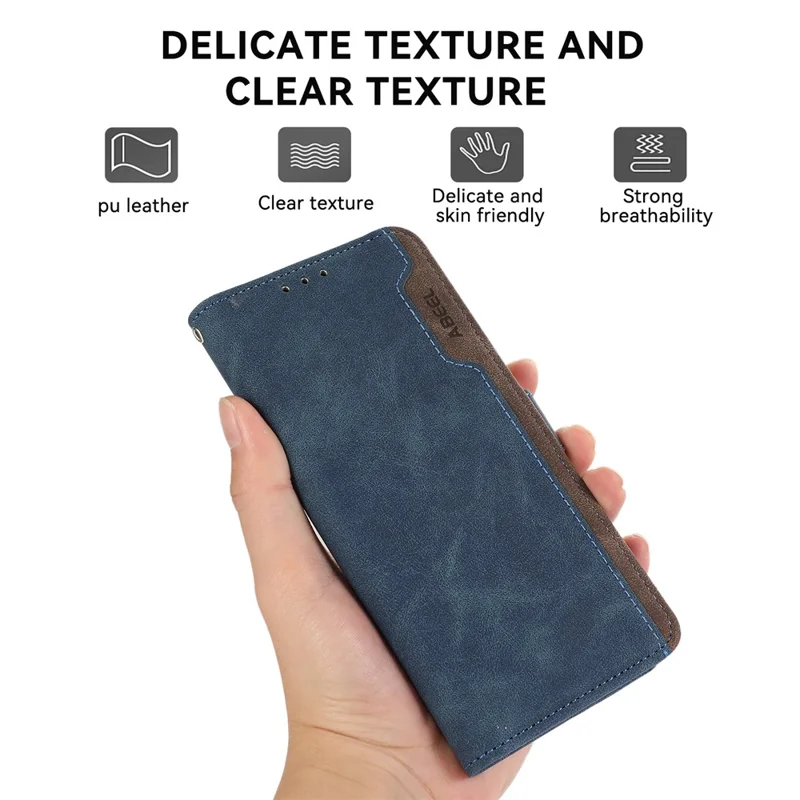 ABEEL For Samsung Galaxy A55 5G Case RFID Blocking Wallet PU Leather Stand Cover - Blue