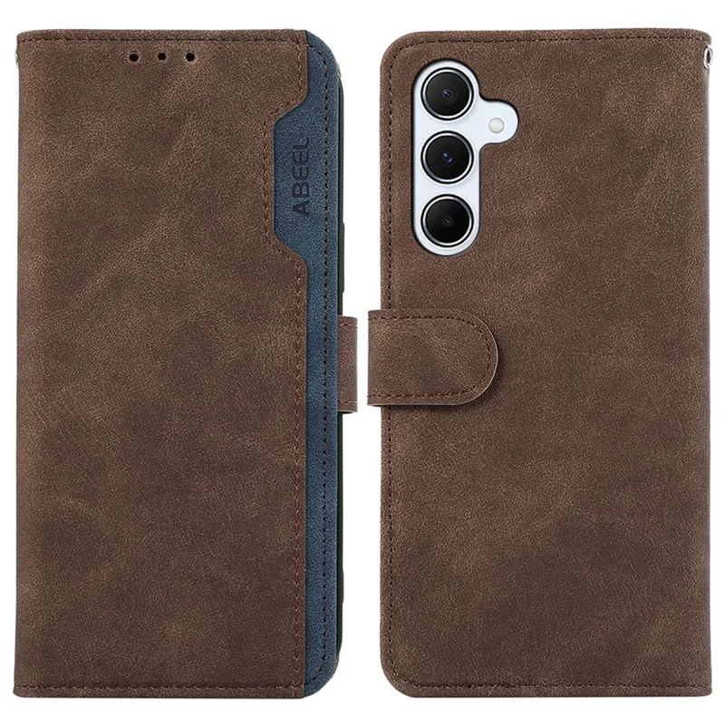 ABEEL For Samsung Galaxy A55 5G Case RFID Blocking Wallet PU Leather Stand Cover - Brown
