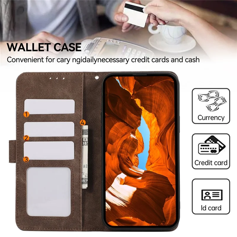 ABEEL For Samsung Galaxy A15 5G Shockproof Phone Case PU Leather RFID Blocking Wallet Cover - Brown