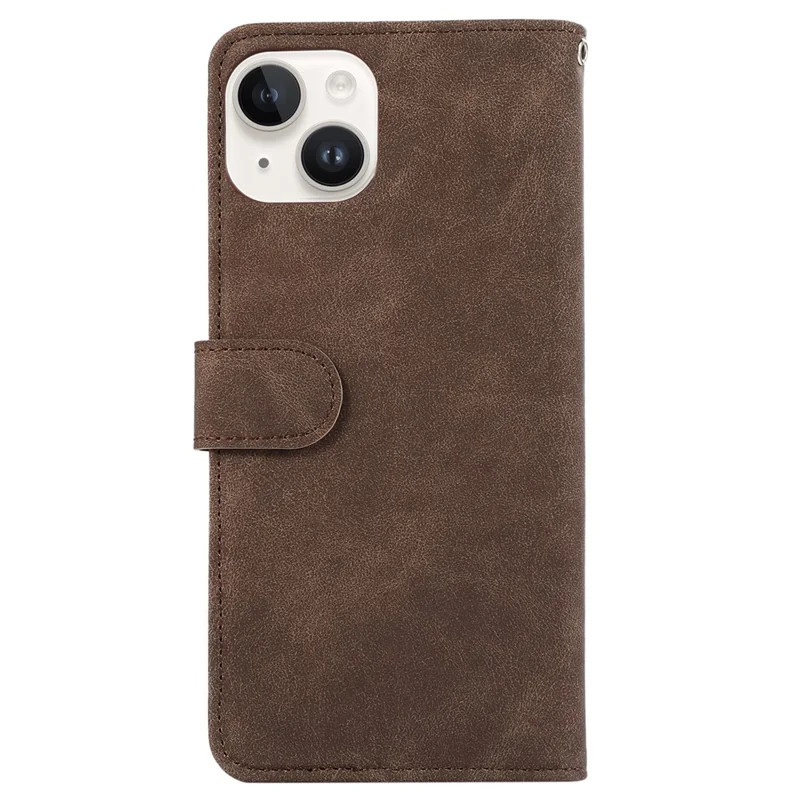 ABEEL For iPhone 15 Case RFID Blocking Stand PU Leather Phone Protective Shell - Brown