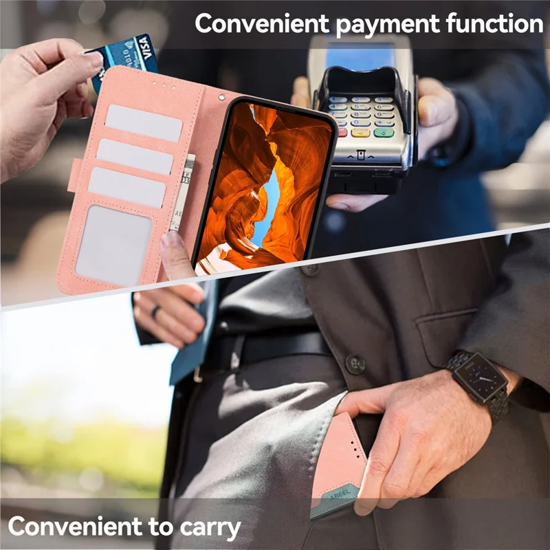 ABEEL PU Leather Cover for Samsung Galaxy A23 4G / A23 5G (Global Version) Anti-scratch Phone Case RFID Blocking Wallet - Pink