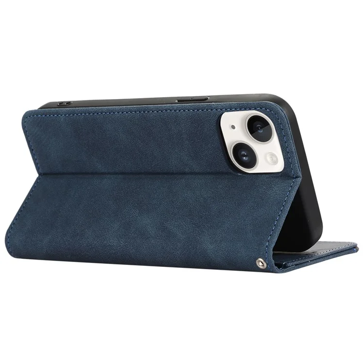 ABEEL For iPhone 13 6.1 inch Magnetic Phone Case PU Leather RFID Blocking Wallet Cover - Blue