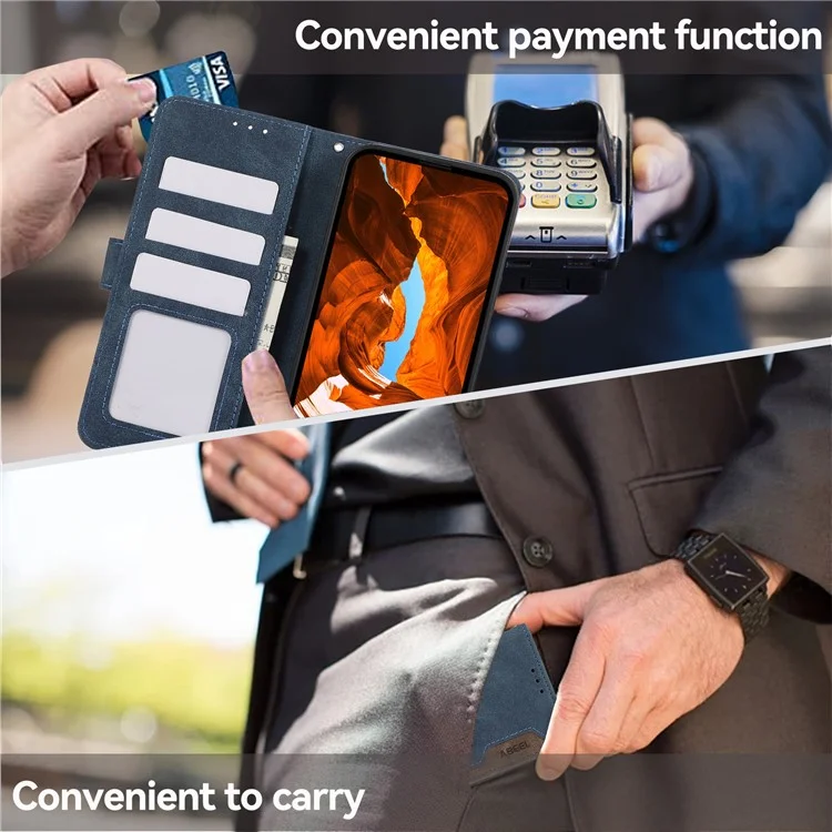ABEEL For iPhone 13 6.1 inch Magnetic Phone Case PU Leather RFID Blocking Wallet Cover - Blue