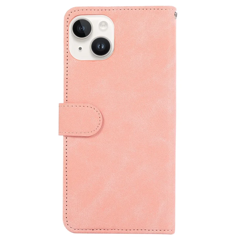 ABEEL til iPhone 13 6,1 tommer Magnetisk telefonbeskytning PU-læder RFID-blokerende walletdæksel - Pink