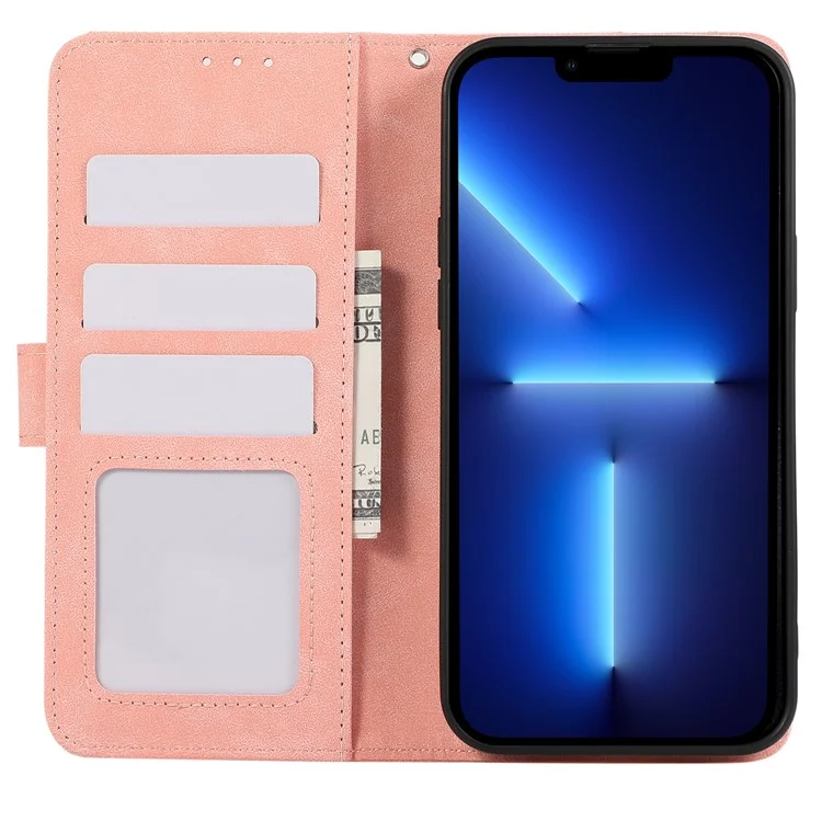 ABEEL Para iPhone 13 Pro Max Case com Bloqueio RFID Capa de Carteira de Couro Flip Folio Stand - Rosa