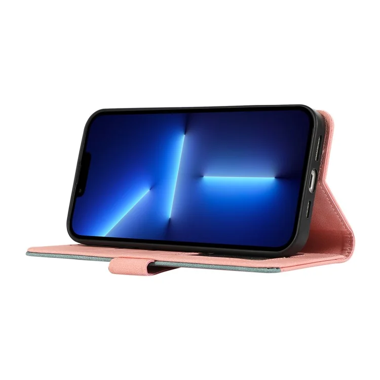 ABEEL Para iPhone 13 Pro Max Case com Bloqueio RFID Capa de Carteira de Couro Flip Folio Stand - Rosa