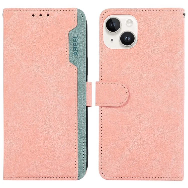 ABEEL For iPhone 14 Plus Brieftasche Hülle PU-Leder RFID-blockierend Flip Stoßfest Handyhülle - Pink