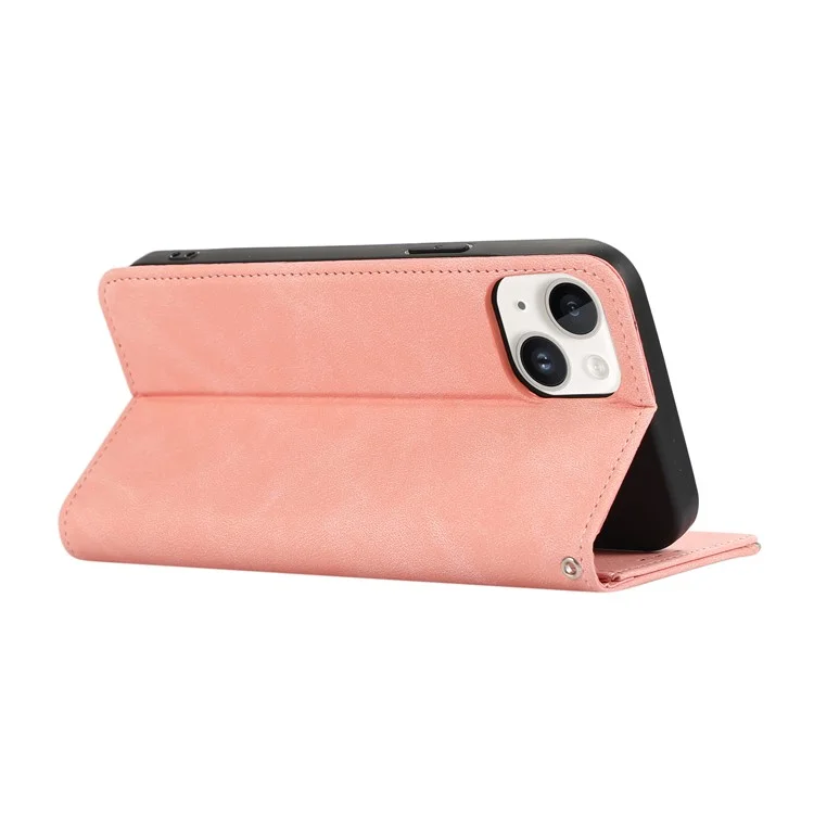 ABEEL For iPhone 14 Plus Brieftasche Hülle PU-Leder RFID-blockierend Flip Stoßfest Handyhülle - Pink