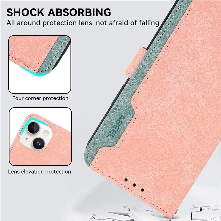 ABEEL For iPhone 14 Plus Brieftasche Hülle PU-Leder RFID-blockierend Flip Stoßfest Handyhülle - Pink