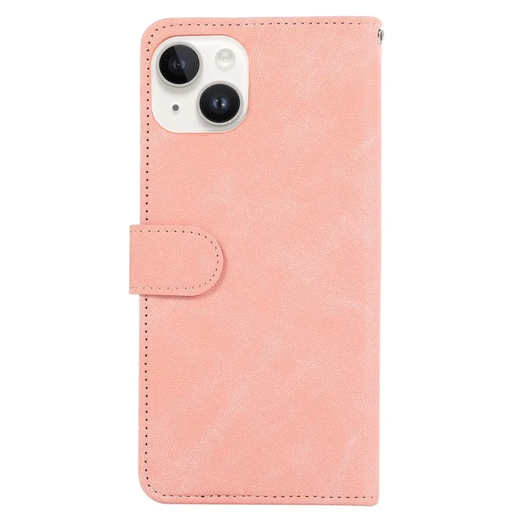 ABEEL For iPhone 14 Plus Brieftasche Hülle PU-Leder RFID-blockierend Flip Stoßfest Handyhülle - Pink