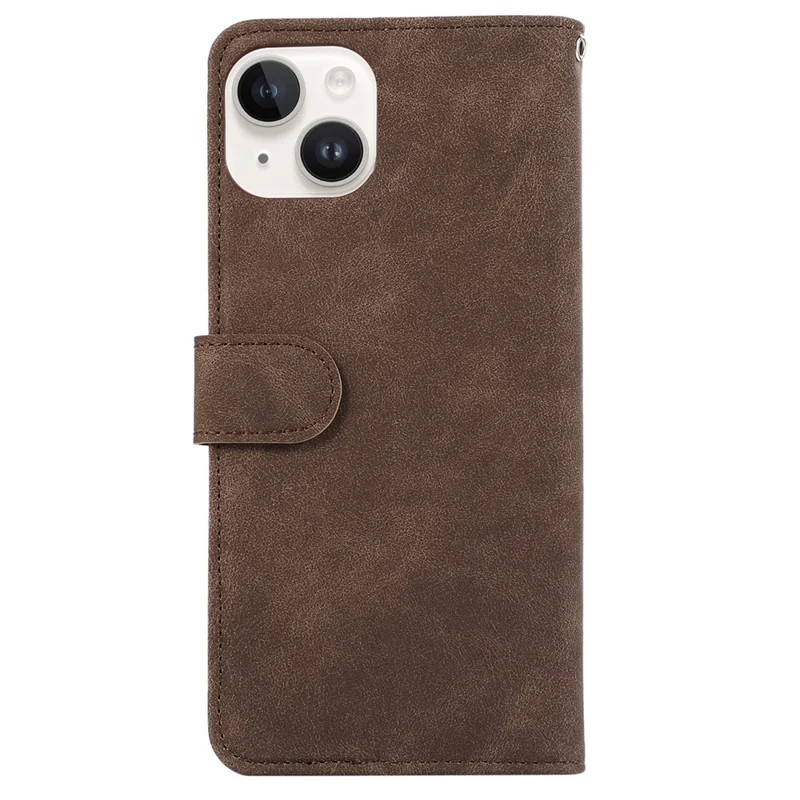 ABEEL For iPhone 14 Wallet Phone Case Color Matching RFID Blocking Leather Flip Cover - Brown