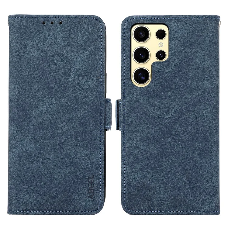 ABEEL For Samsung Galaxy S24 Ultra Case Magnetic Clasp RFID Blocking Leather Phone Cover - Blue