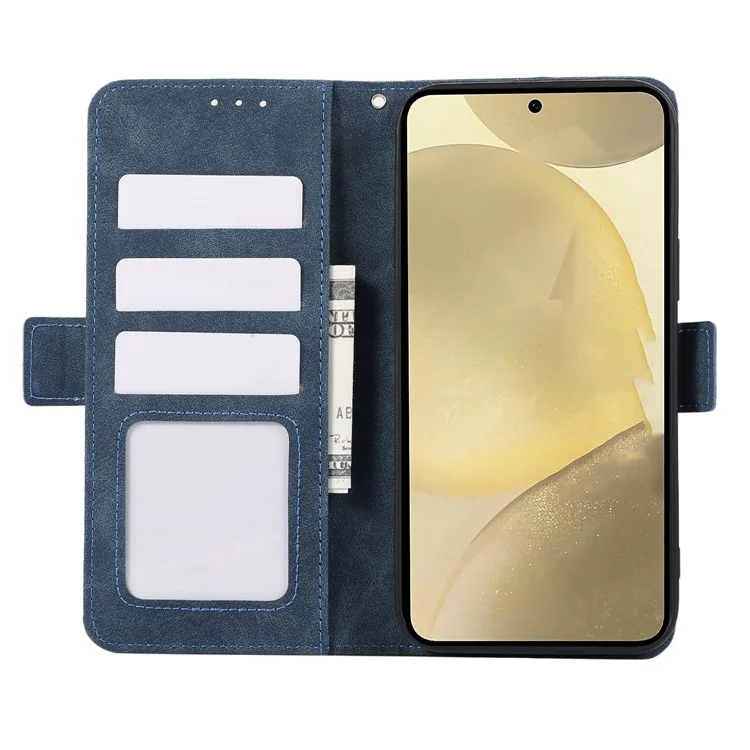 ABEEL For Samsung Galaxy S24 Ultra Case Magnetic Clasp RFID Blocking Leather Phone Cover - Blue