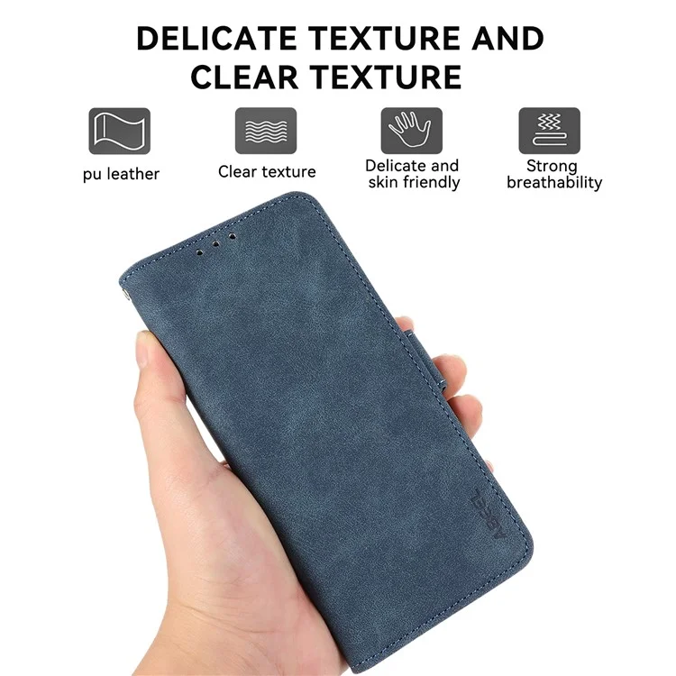 ABEEL For Samsung Galaxy S24 Ultra Case Magnetic Clasp RFID Blocking Leather Phone Cover - Blue