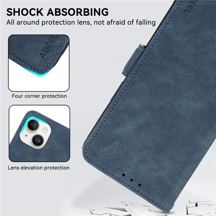 ABEEL For Samsung Galaxy S24 Ultra Case Magnetic Clasp RFID Blocking Leather Phone Cover - Blue