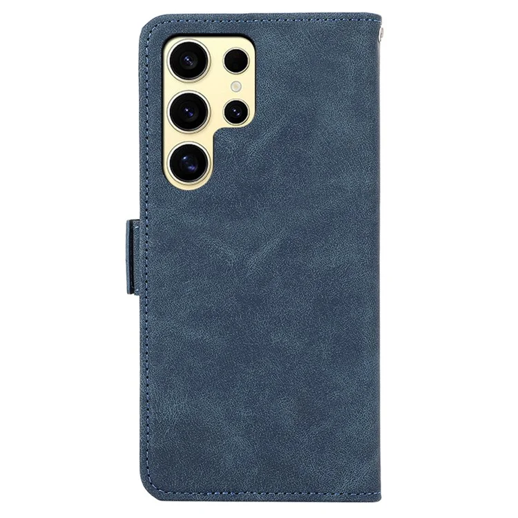 ABEEL For Samsung Galaxy S24 Ultra Case Magnetic Clasp RFID Blocking Leather Phone Cover - Blue