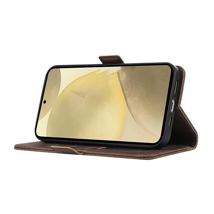 ABEEL For Samsung Galaxy S21 4G / 5G Case Wallet Leather Cover RFID Blocking Funtion - Brown