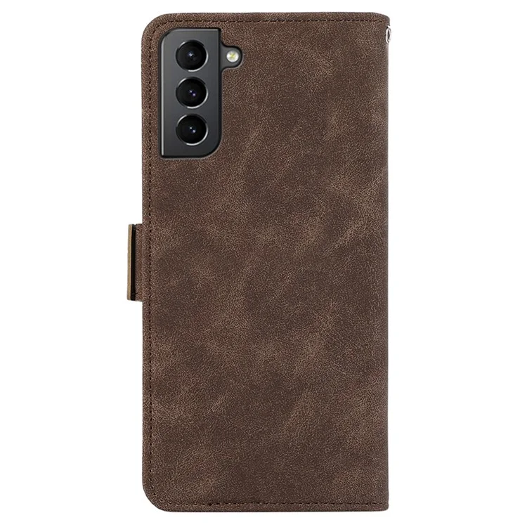 ABEEL For Samsung Galaxy S21 4G / 5G Case Wallet Leather Cover RFID Blocking Funtion - Brown